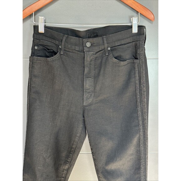 Mother Size 30 Insider Crop Two Step Fray Black Jeans Guilty Party Racer Stretch - Picture 11 of 13